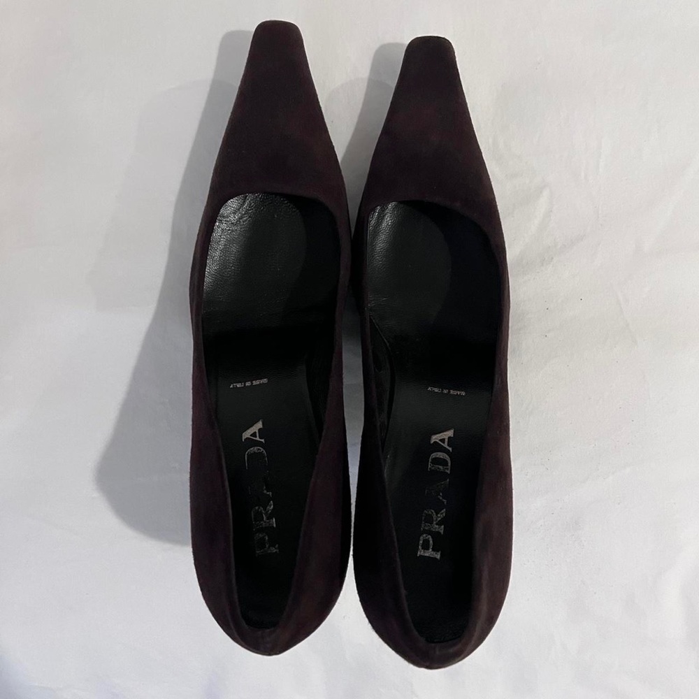 Vintage Prada Suede Pumps with Square Toe.